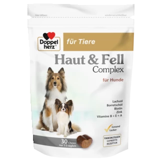 Abbildung der Produktverpackung Doppelherz für Tiere Haut & Fell Complex für Hunde Frontansicht